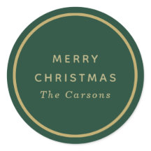 Groene en gouden klassieke ronde kerststickers