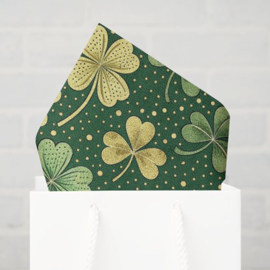 Groene en gouden klaveren tissuepapier (Cadeauzakje)