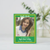 Groene en gouden kleuren Foto Afstuderen Aankondigingskaart (Staand voorkant)
