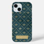 Groene en Gouden Koningin Kroonpatroon Aangepaste  Case-Mate iPhone Case (Achterkant)