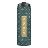 Groene en Gouden Koningin Kroonpatroon Aangepaste Thermosbeker (Voorkant)