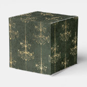 Groene en gouden  kroonluchters bedankdoosjes (Achterkant)