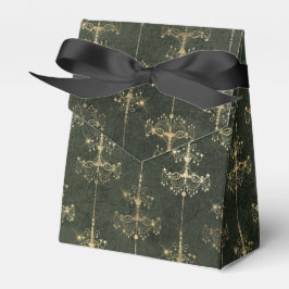 Groene en gouden  kroonluchters bedankdoosjes