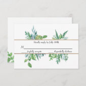 Groene en gouden lente gebladerte bruiloft RSVP Ka (Voorkant / Achterkant)