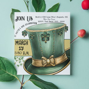 Groene en gouden Leprechaun hoed St Paddy's Day Kaart