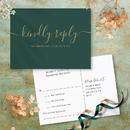 Groene En Gouden Liedverzoek RSVP-ansichtkaart Uitnodiging Briefkaart