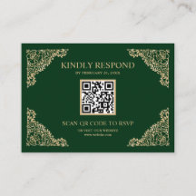 Groene en gouden Lijst QR-code RSVP Weddenschap We