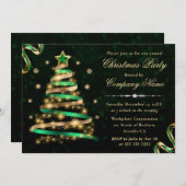 Groene en gouden lintboom - kerst in bedrijven kaart (Voorkant / Achterkant)