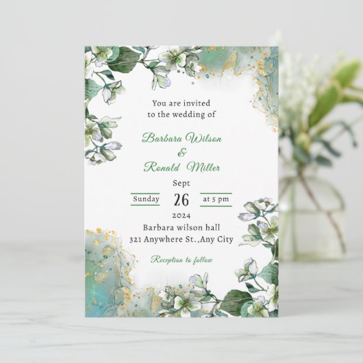 Groene en Gouden Luxe Kaart (Staand voorkant)