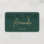 Groene en gouden makelaar makelaar makelaar onroer visitekaartje (Voorkant)