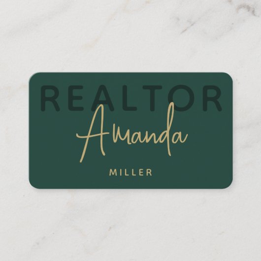 Groene en gouden makelaar makelaar makelaar onroer visitekaartje (Voorkant)