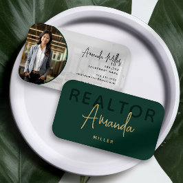 Groene en gouden makelaar makelaar makelaar onroer visitekaartje