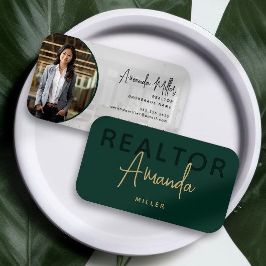 Groene en gouden makelaar makelaar makelaar onroer visitekaartje