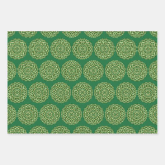 Groene en Gouden Mandala Inpakpapier Vel (Voorkant 3)
