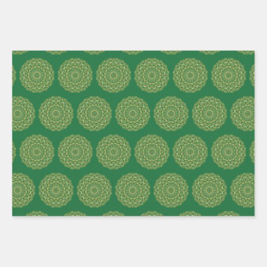 Groene en Gouden Mandala Inpakpapier Vel (Voorkant 2)