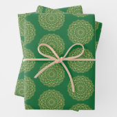 Groene en Gouden Mandala Inpakpapier Vel (In situ)