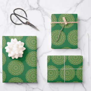 Groene en Gouden Mandala Inpakpapier Vel
