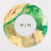 Groene en gouden marmer krult labels (Design 2)