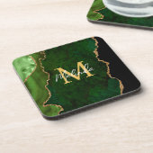 Groene en gouden marmeren Agaat Bier Onderzetter (Linkerzijde)