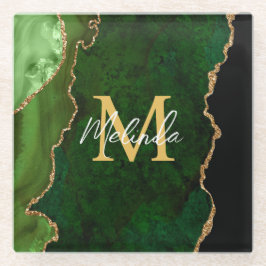 Groene en gouden marmeren Agaat Glazen Onderzetter