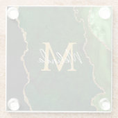 Groene en gouden marmeren Agaat Glazen Onderzetter (Achterkant)