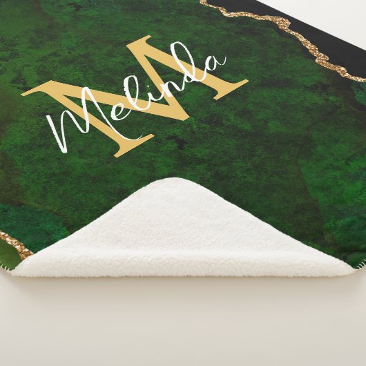 Groene en gouden marmeren Agaat Sherpa Deken (3/4)