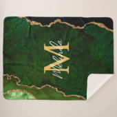 Groene en gouden marmeren Agaat Sherpa Deken (Voorkant (horizontaal))