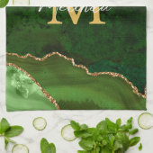 Groene en gouden marmeren Agaat Theedoek (Gevouwen)