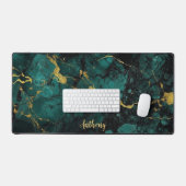 Groene en gouden marmeren textuur gepersonaliseerd bureaumat (Keyboard & Muis)