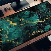 Groene en gouden marmeren textuur gepersonaliseerd bureaumat