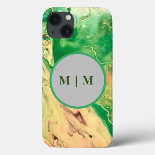 Groene en gouden marmeren wervelingen Case-Mate iPhone case (Achterkant)