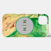Groene en gouden marmeren wervelingen Case-Mate iPhone case (Achterkant (horizontaal))