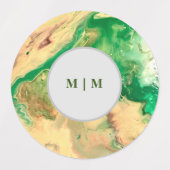 Groene en gouden marmeren wervelingen labels (Design 1)