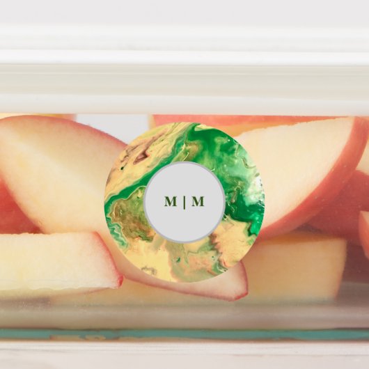 Groene en gouden marmeren wervelingen labels (Aangebracht)