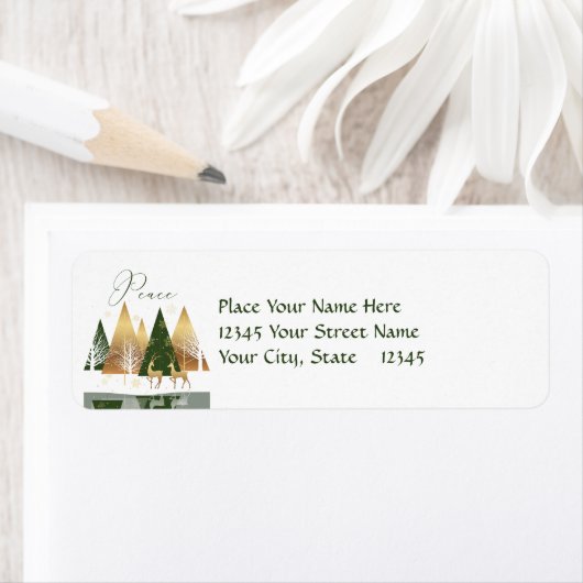 Groene en gouden moderne kerstfeestdag etiket (Insitu)