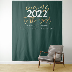 groene en gouden moderne script stijlvolle afstude wandkleed