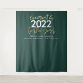 groene en gouden moderne script stijlvolle afstude wandkleed (Voorkant)