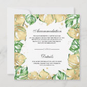 Groene en gouden Monstera Palm Alles in één bruilo Kaart (Achterkant)