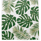 Groene en gouden monsters en tropische palmbladere douchegordijn (Voorkant)