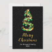 Groene en gouden Ornamenten Kerst Feestdagenkaart (Voorkant)