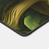 Groene en gouden paddenstoel op bloemen bureaumat (Hoek)