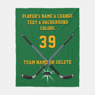 Groene en gouden persoonlijke Hockey Blanket Fleece Deken