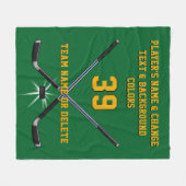 Groene en gouden persoonlijke Hockey Blanket Fleece Deken (Voorkant (Horizontaal))