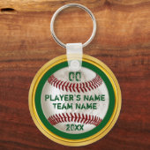 Groene en gouden persoonlijke honkbalkeyketens sleutelhanger (Voorkant)