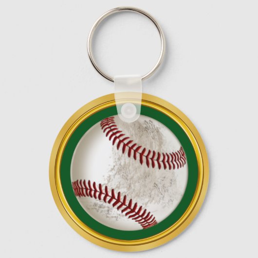 Groene en gouden persoonlijke honkbalkeyketens sleutelhanger (Achterkant)
