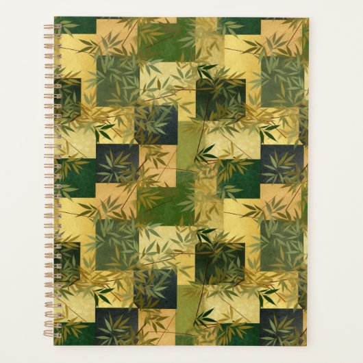 Groene en Gouden Pleinen Chiyogami Planner (Voorkant)
