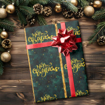 Groene en Gouden Prettig Kerstfeest Elegant Schrif