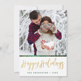 Groene en gouden  Prettige feestdagen Feestdagenkaart