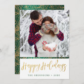 Groene en gouden  Prettige feestdagen Feestdagenkaart (Voorkant / Achterkant)