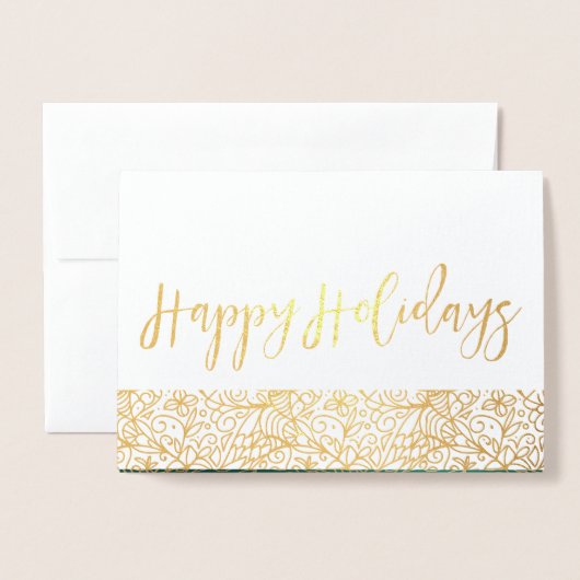 Groene en gouden  Prettige feestdagen Folie Kaarten (Voorkant met envelop)